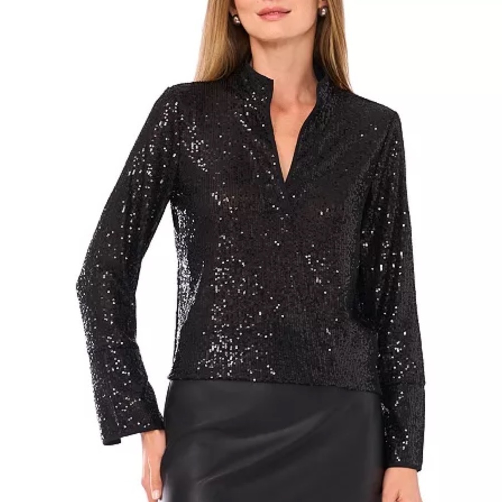 Vince Camuto
Women's Sequined Split-Neck Tunic Top